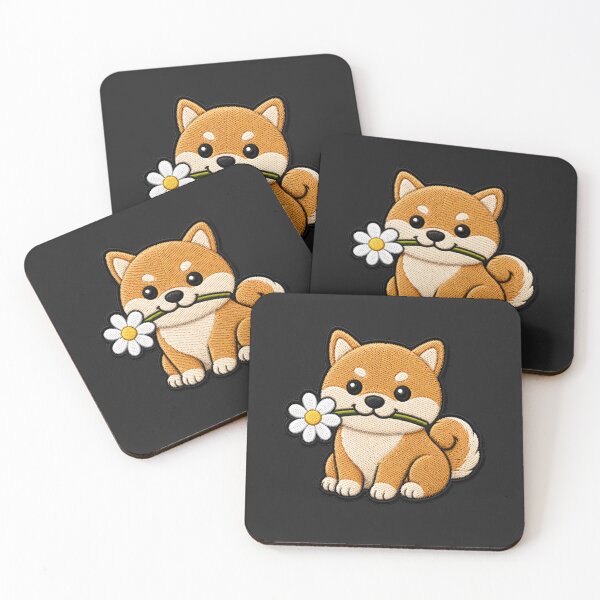 Item preview, Cute Shiba Inu Holding a Flower Embroidery Patch designed and sold by ColorSplash123.