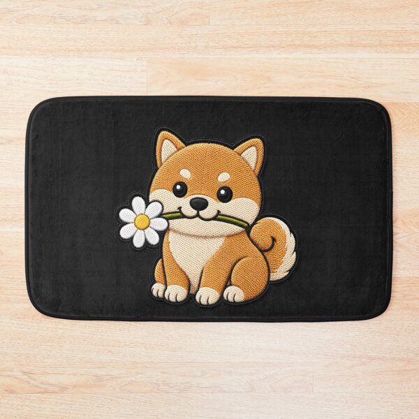 Item preview, Cute Shiba Inu Holding a Flower Embroidery Patch designed and sold by ColorSplash123.