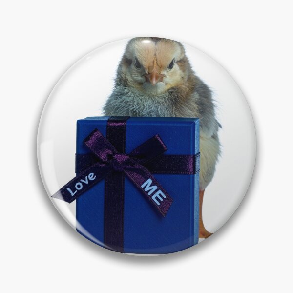 Item preview, Cute Baby Chick with Blue Gift Box Poster - "Love Me" Ribbon Valentine Print - Whimsical Newborn Bird Wall Art designed and sold by WildGentlemen.
