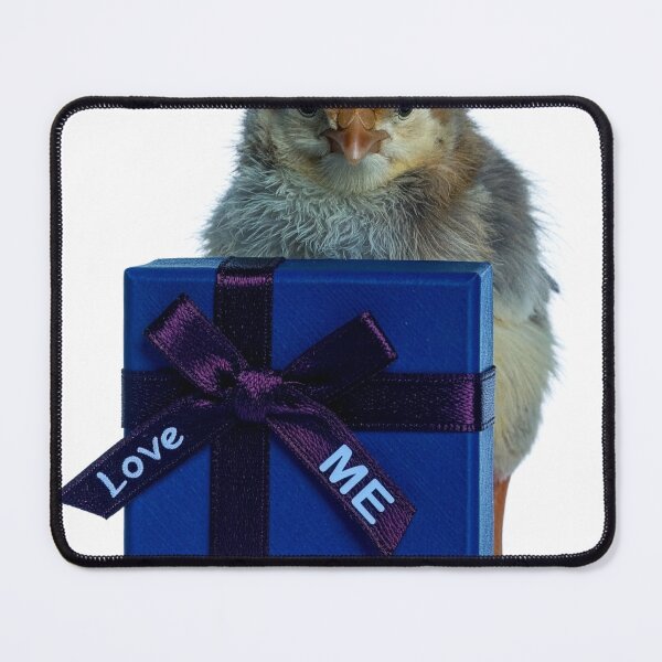 Item preview, Cute Baby Chick with Blue Gift Box Poster - "Love Me" Ribbon Valentine Print - Whimsical Newborn Bird Wall Art designed and sold by WildGentlemen.