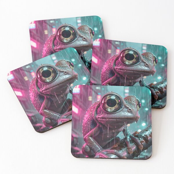 Item preview, Cyberpunk frog in the rain in the neon-lit cyber world designed and sold by VoidVeilStudio.