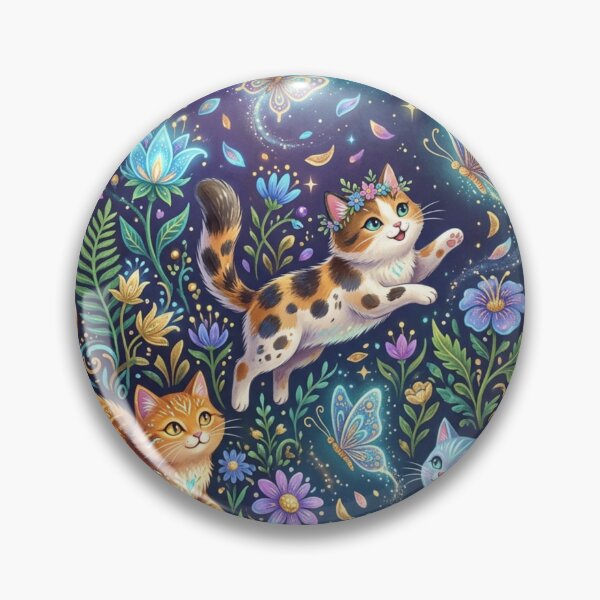 Item preview, Whimsical Cats in Magical Flower Garden designed and sold by Iampoji.