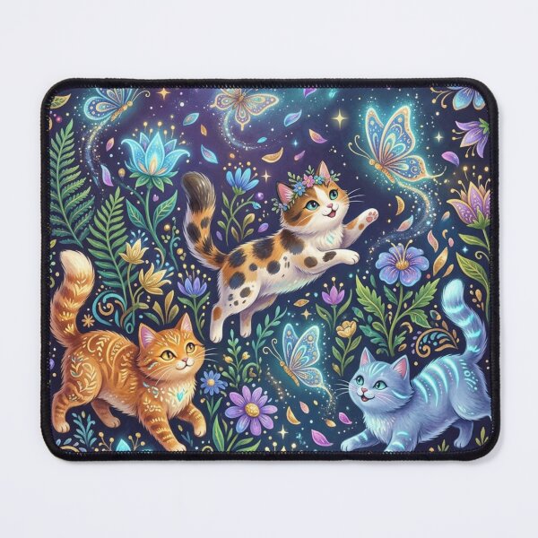 Item preview, Whimsical Cats in Magical Flower Garden designed and sold by Iampoji.