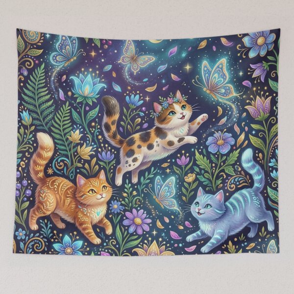 Item preview, Whimsical Cats in Magical Flower Garden designed and sold by Iampoji.