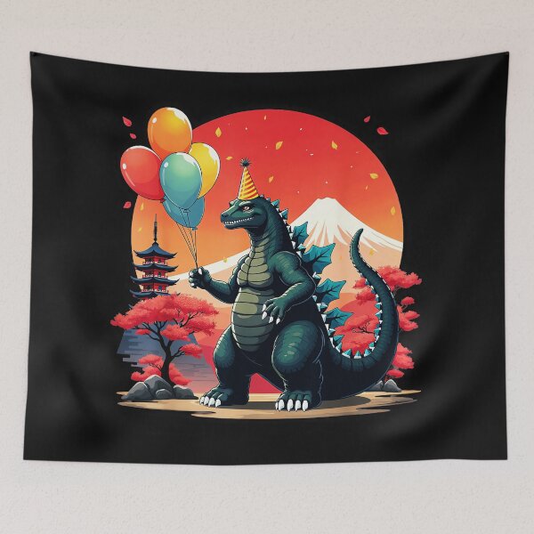 Item preview, Godzilla Birthday Party Japanese Monster Mount Fuji designed and sold by AmaXONIC.