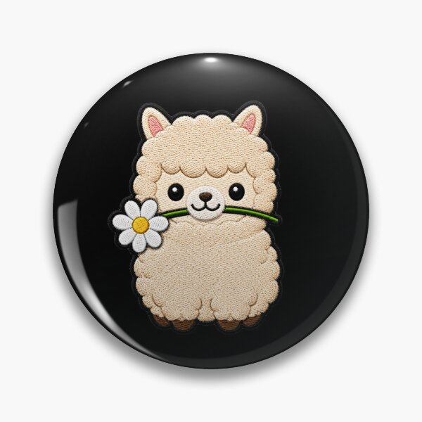 Item preview, Cute Alpaca Holding a Flower Embroidery Patch designed and sold by ColorSplash123.