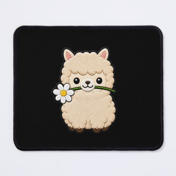 Item preview, Cute Alpaca Holding a Flower Embroidery Patch designed and sold by ColorSplash123.