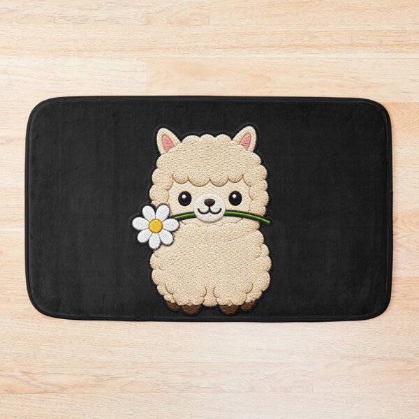Item preview, Cute Alpaca Holding a Flower Embroidery Patch designed and sold by ColorSplash123.
