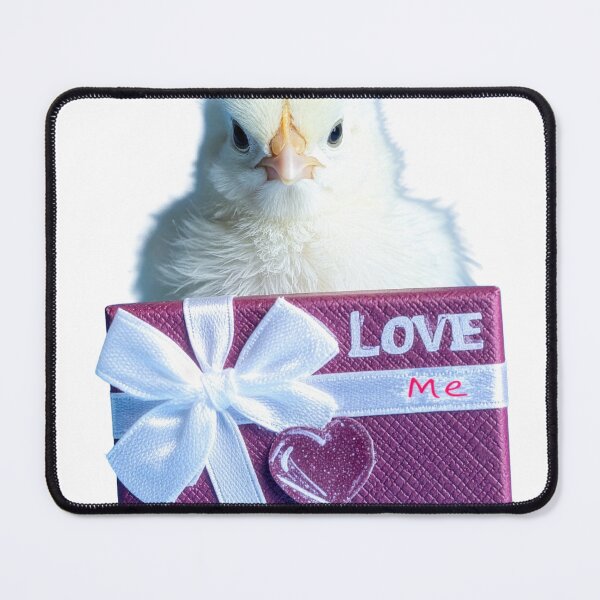 Item preview, Cute Baby Chick with Purple Gift Box Poster - White Satin Bow Valentine Print - Whimsical Fluffy Bird Wall Art designed and sold by WildGentlemen.