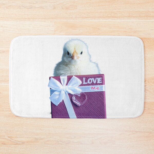 Item preview, Cute Baby Chick with Purple Gift Box Poster - White Satin Bow Valentine Print - Whimsical Fluffy Bird Wall Art designed and sold by WildGentlemen.