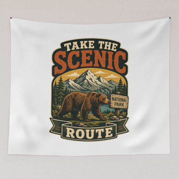 Item preview, Take The Scenic Route Vintage National Park Bear designed and sold by Mr Lee.