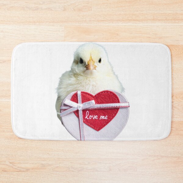 Item preview, Cute Baby Chick with Heart-Shaped Gift Box Poster - "love me" Cursive Valentine Print - Whimsical Fluffy Bird Wall Art designed and sold by WildGentlemen.