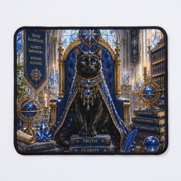 Item preview, Sapphire Truthkeeper Cat Guardian of Truth Clarity and Higher Wisdom Fantasy Black Cat Art designed and sold by Mindworx21.