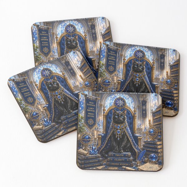 Item preview, Sapphire Truthkeeper Cat Guardian of Truth Clarity and Higher Wisdom Fantasy Black Cat Art designed and sold by Mindworx21.