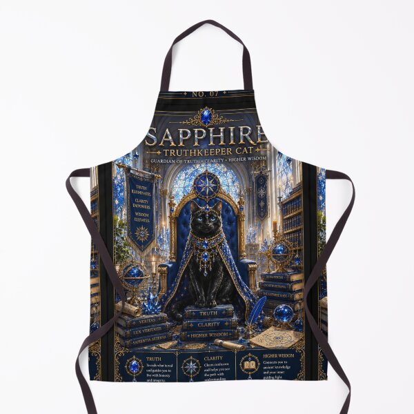 Item preview, Sapphire Truthkeeper Cat Guardian of Truth Clarity and Higher Wisdom Fantasy Black Cat Art designed and sold by Mindworx21.