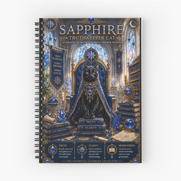 Item preview, Sapphire Truthkeeper Cat Guardian of Truth Clarity and Higher Wisdom Fantasy Black Cat Art designed and sold by Mindworx21.