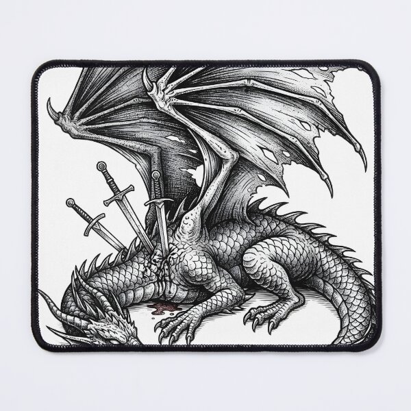 Item preview, Fallen Dragon King – Dark Fantasy Wounded Dragon Gothic Illustration designed and sold by Darkness Hole.