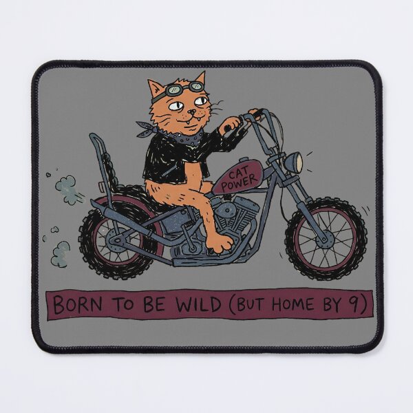 Item preview, Born To Be Wild But Home By 9 Funny Cat Biker designed and sold by PM.