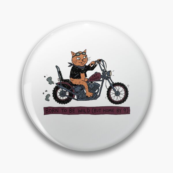 Item preview, Born To Be Wild But Home By 9 Funny Cat Biker designed and sold by PM.