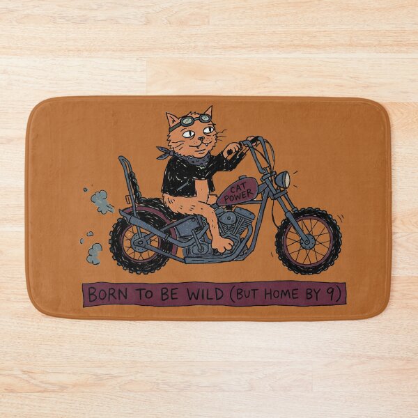 Item preview, Born To Be Wild But Home By 9 Funny Cat Biker designed and sold by PM.