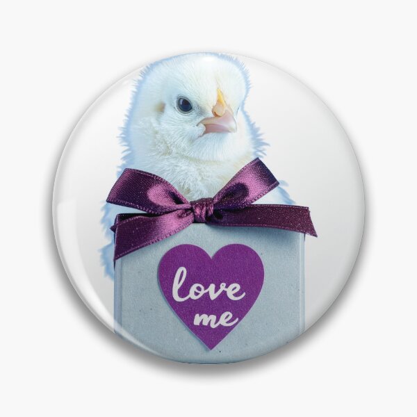 Item preview, Cute Baby Chick with Silver Gift Box Poster - Purple Heart Cursive Ribbon Print - Whimsical Fluffy Bird Wall Art designed and sold by WildGentlemen.