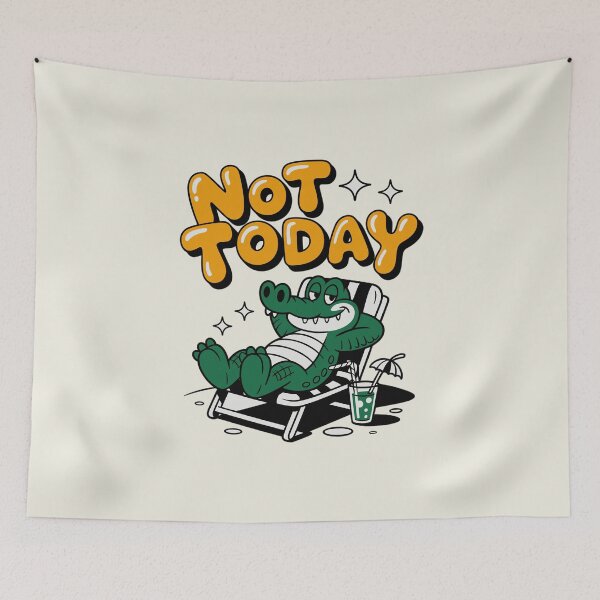 Item preview, Not Today Alligator – Funny Lazy Mood Retro Cartoon Design designed and sold by just-quotes.
