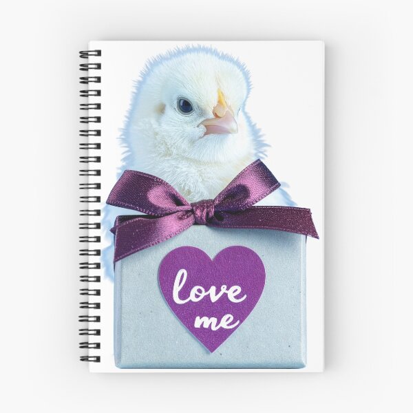 Item preview, Cute Baby Chick with Silver Gift Box Poster - Purple Heart Cursive Ribbon Print - Whimsical Fluffy Bird Wall Art designed and sold by WildGentlemen.