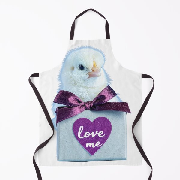 Item preview, Cute Baby Chick with Silver Gift Box Poster - Purple Heart Cursive Ribbon Print - Whimsical Fluffy Bird Wall Art designed and sold by WildGentlemen.