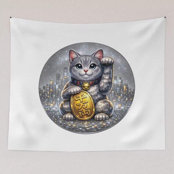 Item preview, #2 Silver Tabby Cyber Maneki Neko | Fortune System designed and sold by FUJIYAMA-JAPAN-WORKS.