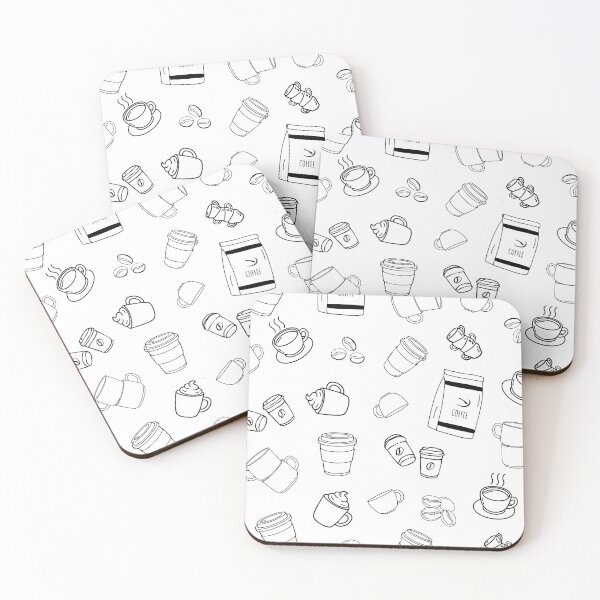 Item preview, Coffee symbols black and white wall paper designed and sold by thefrenchyviet.