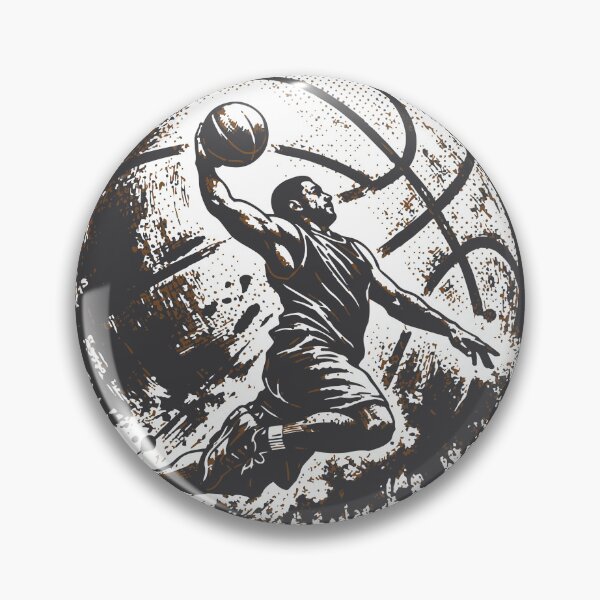 Item preview, High-energy black and white illustration of a basketball player soaring for a dunk against a dramatic paint-splatter background designed and sold by Dejbar.