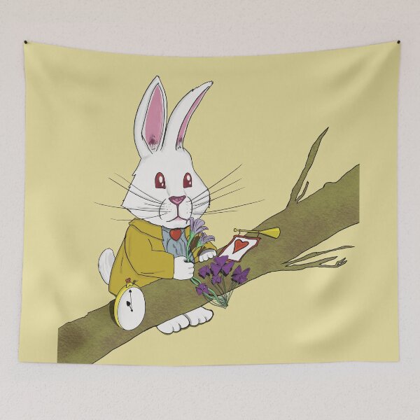 Item preview, White Rabbit enjoying flowers. designed and sold by MCNuki.