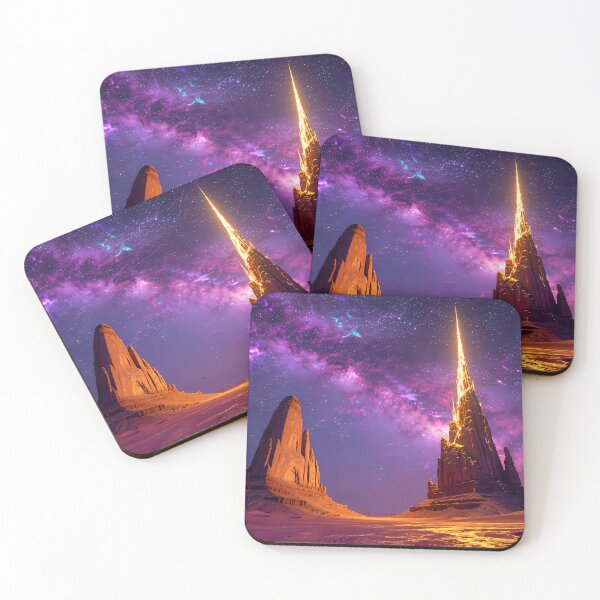 Item preview, The glow of the Eternal Desert beneath the purple starry sky designed and sold by VoidVeilStudio.