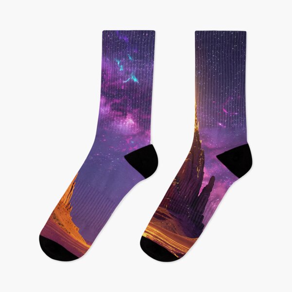 Item preview, The glow of the Eternal Desert beneath the purple starry sky designed and sold by VoidVeilStudio.