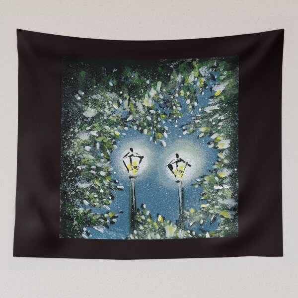 Item preview, Midnight Glow – Vintage Lampposts in Snowy Woods Acrylic Painting designed and sold by Cass Harker Studio.
