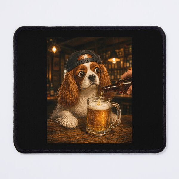 Item preview, Cavalier King Charles Drinking Beer designed and sold by zoes-ink.