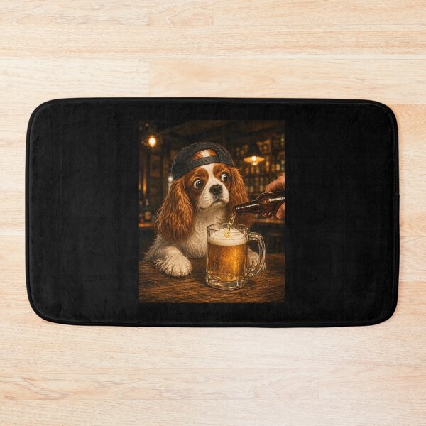 Item preview, Cavalier King Charles Drinking Beer designed and sold by zoes-ink.