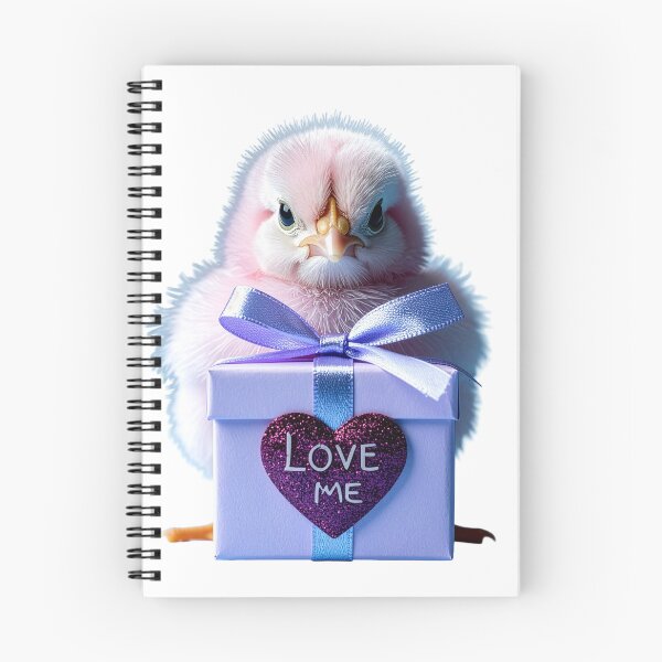Item preview, Cute Pastel Pink Baby Chick Poster - Lavender Gift Box with Glitter Purple Heart Print - Whimsical Valentine Bird Wall Art designed and sold by WildGentlemen.