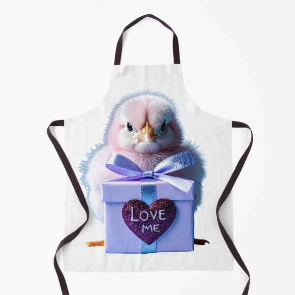 Item preview, Cute Pastel Pink Baby Chick Poster - Lavender Gift Box with Glitter Purple Heart Print - Whimsical Valentine Bird Wall Art designed and sold by WildGentlemen.