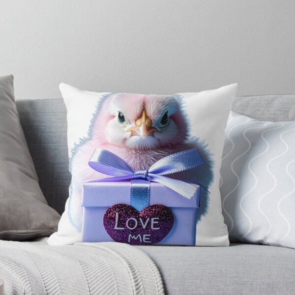 Item preview, Cute Pastel Pink Baby Chick Poster - Lavender Gift Box with Glitter Purple Heart Print - Whimsical Valentine Bird Wall Art designed and sold by WildGentlemen.