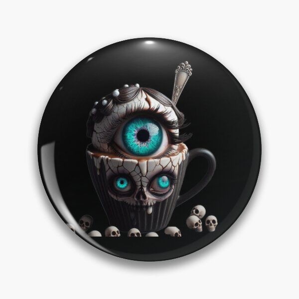 Item preview, Surreal Eyeball and Skull Coffee Cup Split Design designed and sold by LujziWorld.