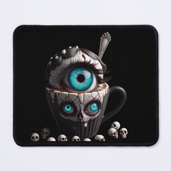 Item preview, Surreal Eyeball and Skull Coffee Cup Split Design designed and sold by LujziWorld.