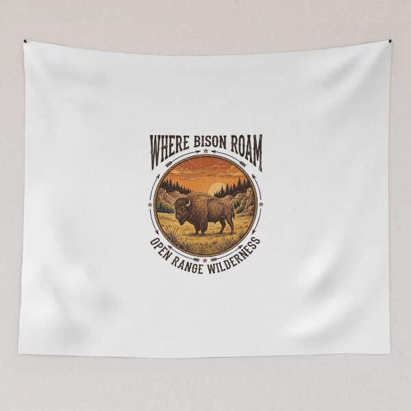 Item preview, Bison Roam Open Range Wilderness Vintage Sunset Scene designed and sold by longngusuc.