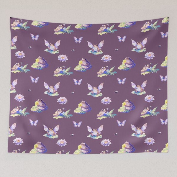 Item preview, Whimsigoth Fairy Frog Pattern Dark Plum Storybook Gothic designed and sold by Englandbear.