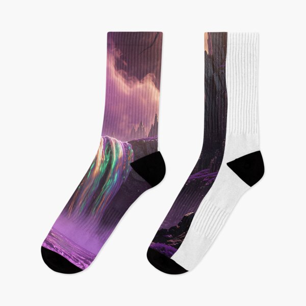 Item preview, Waterfall under the breaking moon - Surreal purple dream world designed and sold by VoidVeilStudio.