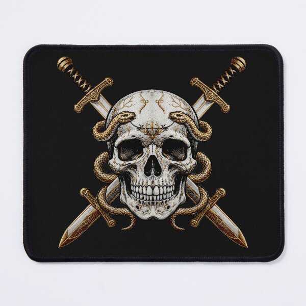 Item preview, Skull in the cross of swords and snakes designed and sold by Kimenta Fashion.