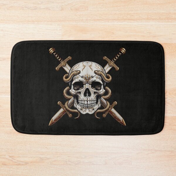 Item preview, Skull in the cross of swords and snakes designed and sold by Kimenta Fashion.