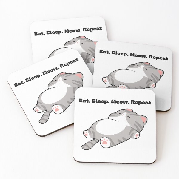 Item preview, Cute Chubby Sleeping Cat Eat Sleep Meow Repeat designed and sold by SalinahYahya.