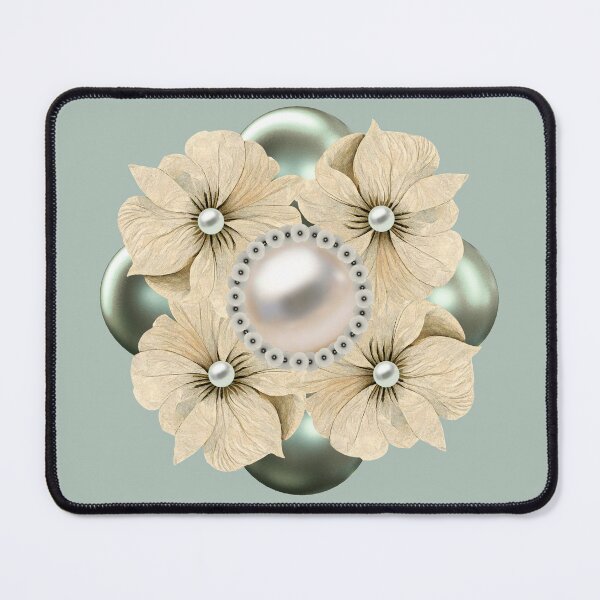 Item preview, Elegant Pearl and Sage Green Floral Mandala designed and sold by PaniKulka.
