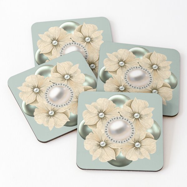 Item preview, Elegant Pearl and Sage Green Floral Mandala designed and sold by PaniKulka.